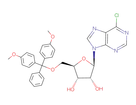 (2R,3S,4R,5R)-2-((bis(4-methoxyphenyl)(phenyl)methoxy)methyl)-5-(6-chloro-9H-purin-9-yl)tetrahydrofuran-3,4-diol