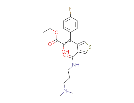 Molecular Structure of 1450742-96-7 (ethyl 3-(4-((3-(dimethylamino)propyl)carbamoyl)-3-thienyl)-3-(4-fluorophenyl)-2-hydroxyacrylate)