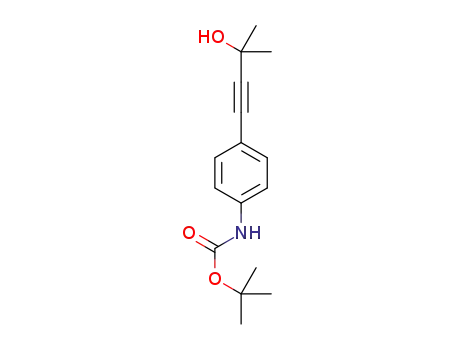 Molecular Structure of 1453813-96-1 (tert-butyl (4-(3-hydroxy-3-methylbut-1-yn-1-yl)phenyl)carbamate)