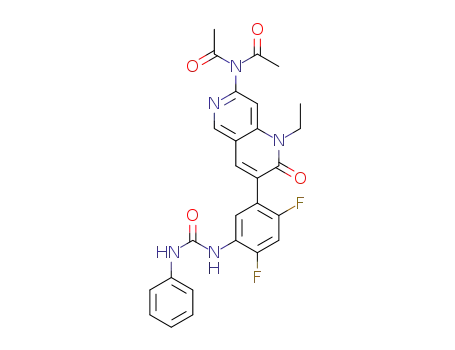 N-acetyl-N-{3-[2,4-difluoro-5-(3-phenyl-ureido)-phenyl]-1-ethyl-2-oxo-1,2-dihydro[1,6]naphthyridin-7-yl}-acetamide