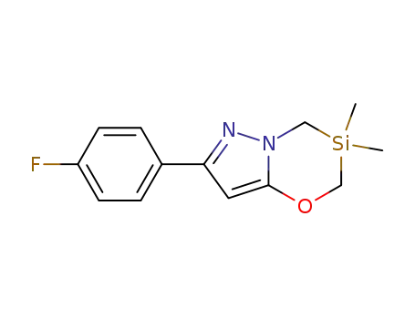 Molecular Structure of 1429893-47-9 (7-(4-fluorophenyl)-3,3-dimethyl-3,4-dihydro-2H-pyrazolo[5,1-b][1,3,5]oxazasiline)