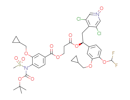 (S)-4-(2-(3-(4-(N-(tert-butoxycarbonyl)-methylsulfonamido)-3-(cyclopropylmethoxy)benzoyloxy)propanoyloxy)-2-(3-(cyclopropylmethoxy)-4-(difluoromethoxy)phenyl)ethyl)-3,5-dichloropyridine 1-oxide
