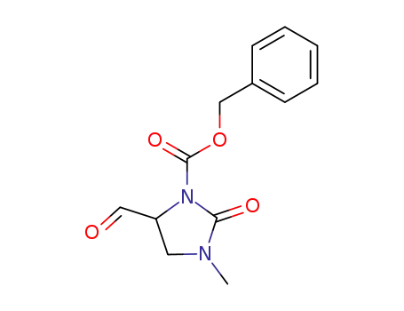 Molecular Structure of 98296-73-2 (1-Imidazolidinecarboxylic acid, 5-formyl-3-methyl-2-oxo-, phenylmethyl
ester)