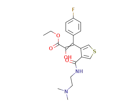 Molecular Structure of 1450742-90-1 (ethyl 3-(4-((2-(dimethylamino)ethyl)carbamoyl)-3-thienyl)-3-(4-fluorophenyl)-2-hydroxyacrylate)