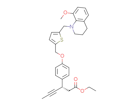 ethyl (S)-3-(4-((5-((8-methoxy-3,4-dihydroquinolin-1(2H)-yl)-methyl)thiophen-2-yl)methoxy)phenyl)hex-4-ynoate