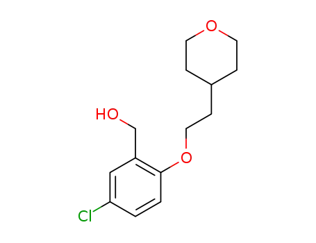 Molecular Structure of 1428129-08-1 ((5-chloro-2-(2-(tetrahydro-2H-pyran-4-yl)ethoxy)phenyl)methanol)