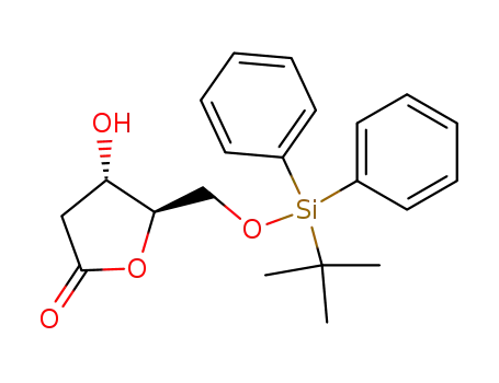 Molecular Structure of 138433-75-7 ((4S,5R)-5-(((tert-butyldiphenylsilyl)oxy)methyl)-4-hydroxydihydrofuran-2(3H)-one)