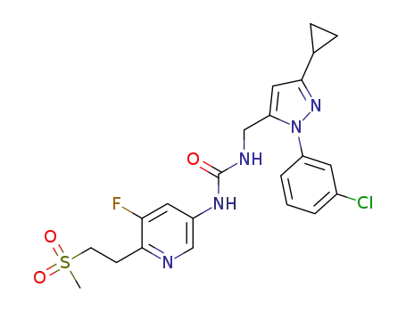 Molecular Structure of 1419597-57-1 (1-((1-(3-chlorophenyl)-3-cyclopropyl-1H-pyrazol-5-yl)methyl)-3-(5-fluoro-6-(2-(methylsulfonyl)ethyl)pyridin-3-yl)urea)