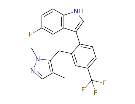 3-(2-((1,4-dimethyl-1H-pyrazol-5-yl)methyl)-4-(trifluoromethyl)phenyl)-5-fluoro-1H-indole