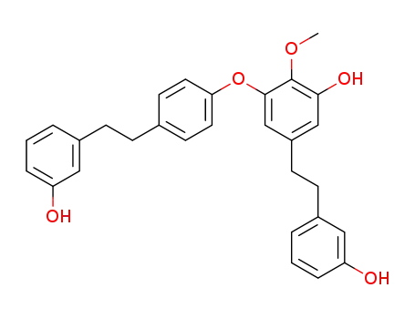 Molecular Structure of 104290-38-2 (Phenol,5-[2-(3-hydroxyphenyl)ethyl]-3-[4-[2-(3-hydroxyphenyl)ethyl]phenoxy]-2-methoxy-)