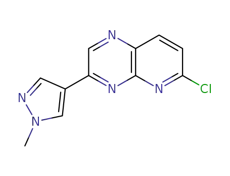 Molecular Structure of 1431872-99-9 (6-chloro-3-(1-methyl-1H-pyrazol-4-yl)pyrido[2,3-b]pyrazine)
