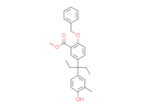 Molecular Structure of 1445854-18-1 (methyl 2-(benzyloxy)-5-(3-(4-hydroxy-3-methylphenyl)-pentan-3-yl)benzoate)