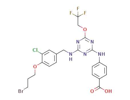 4-((4-((4-(3-bromopropoxy)-3-chlorobenzyl)amino)-6-(2,2,2-trifluoroethoxy)-1,3,5-triazin-2-yl)amino)benzoic acid