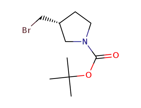 Molecular Structure of 1067230-65-2 (3(R)-BROMOMETHYL-PYRROLIDINE-1-CARBOXYLIC ACID TERT-BUTYL ESTER)