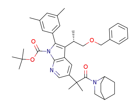 (S)-1-(2-azabicyclo[2.2.2]oct-2-yl)-2-[3-(2-benzyloxy-1-methylethyl)-2-(3,5-dimethylphenyl)-1H-1-(tert-butoxycarbonyl)pyrrolo[2,3-b]-pyridin-5-yl]-2-methylpropan-1-one