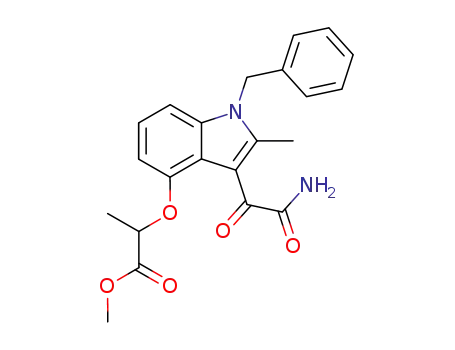 Molecular Structure of 172732-82-0 (Propanoic acid,
2-[[3-(aminooxoacetyl)-2-methyl-1-(phenylmethyl)-1H-indol-4-yl]oxy]-,
methyl ester)
