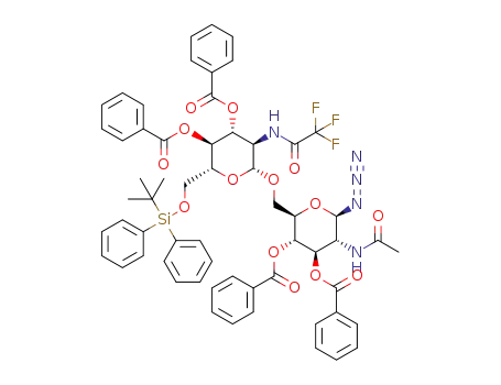 6-O-(2-trifluoroacetamido-6-O-tert-butyldiphenylsilyl-3,4-di-O-benzoyl-2-deoxy-β-D-glucopyranosyl)-2-acetamido-3,4-di-O-benzoyl-2-deoxy-β-D-glucopyranosyl azide