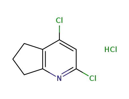 Molecular Structure of 1187830-87-0 (2,4-Dichloro-6,7-dihydro-5H-cyclopenta[b]pyridine HCl)