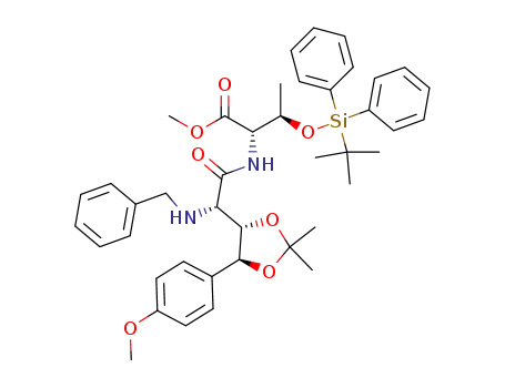 (2S,3R)-2-{(S)-2-Benzylamino-2-[(4S,5S)-5-(4-methoxy-phenyl)-2,2-dimethyl-[1,3]dioxolan-4-yl]-acetylamino}-3-(tert-butyl-diphenyl-silanyloxy)-butyric acid methyl ester