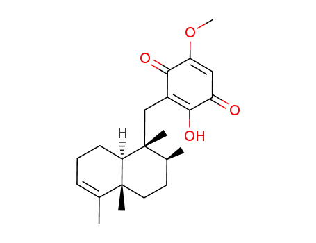 Molecular Structure of 69672-66-8 (2,5-Cyclohexadiene-1,4-dione,2-hydroxy-5- methoxy-3-[[(1R,2S,4aS,8aS)-1,2,3,4,4a,7,8,- 8a-octahydro-1,2,4a,5-tetramethyl-1- naphthalenyl]methyl]- )