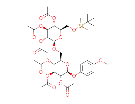 p-methoxyphenyl 2,3,4-tri-O-acetyl-6-O-tert-butyldimethylsilyl-β-D-glucopyranosyl-(1→6)-2,3,4-tri-O-acetyl-β-D-glucopyranoside
