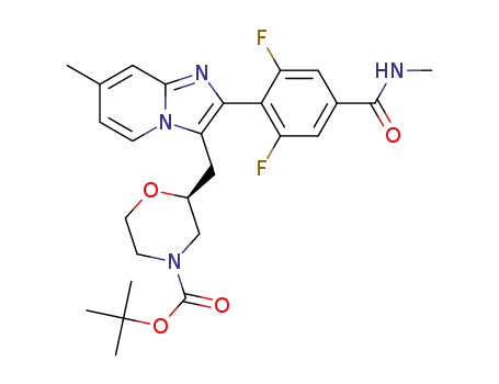 tert-butyl (S)-2-((2-(2,6-difluoro-4-(methylcarbamoyl)phenyl)-7-methylimidazo[1,2-a]pyridine- 3-yl)methyl)morpholine-4-carboxylate