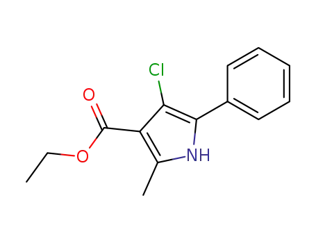 Molecular Structure of 83798-51-0 (1H-Pyrrole-3-carboxylic acid, 4-chloro-2-methyl-5-phenyl-, ethyl ester)