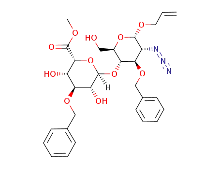 Molecular Structure of 628281-01-6 (allyl (methyl 3-O-benzyl-α-L-idopyranosyluronate)-(1->4)-O-2-azido-3-O-benzyl-2-deoxy-α-D-glucopyranoside)