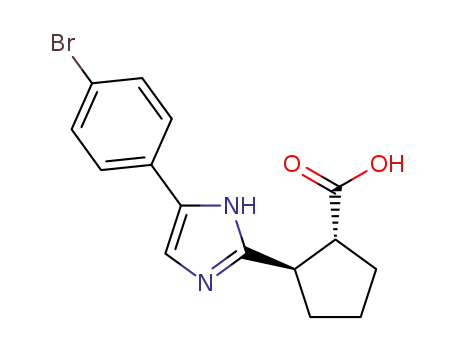 Molecular Structure of 1445591-92-3 ((1R,2R)-2-(5-(4-bromophenyl)-1H-imidazol-2-yl)cyclopentanecarboxylic acid)