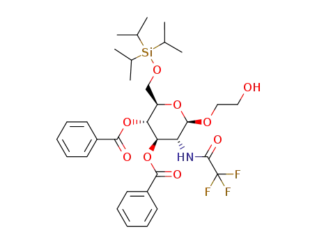 3,4-di-O-benzoyl-2-deoxy-1-O-(2-hydroxyethyl)-2-trifluoroacetylamino-6-O-triisopropylsilyl-β-D-glucopyranoside