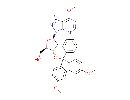 1-(3-dimethoxytrityl-2-deoxy-3-D-ribofuranosyl)-3-iodo-4-methoxy-1H-pyrazolo[3,4-d]pyrimidine