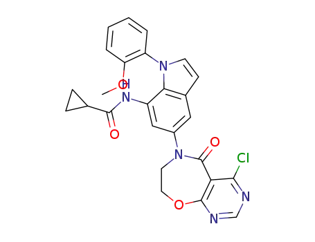 N-(5-(4-chloro-5-oxo-7,8-dihydropyrimido[5,4-f][1,4]oxazepin-6(5H)-yl)-1-(2-methoxyphenyl)-1H-indol-7-yl)cyclopropanecarboxamide