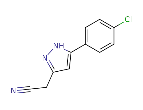 Molecular Structure of 134161-76-5 (1H-Pyrazole-3-acetonitrile, 5-(4-chlorophenyl)-)