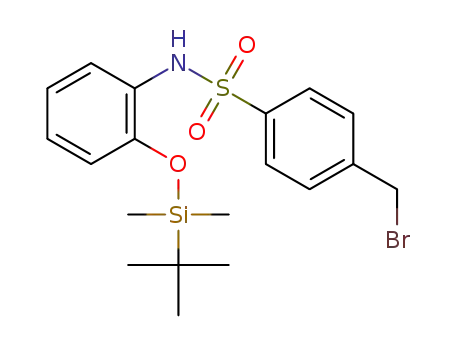 Molecular Structure of 1455483-41-6 (4-(bromomethyl)-N-(2-(tert-butyldimethylsilyloxy)phenyl)benzenesulfonamide)
