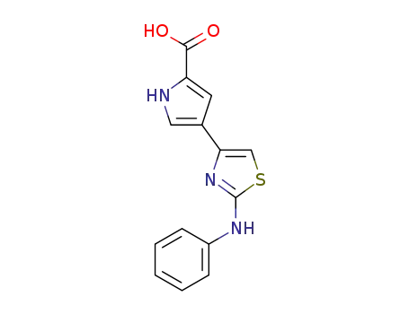 Molecular Structure of 1415820-08-4 (4-(2-(phenylamino)thiazol-4-yl)-1H-pyrrole-2-carboxylic acid)