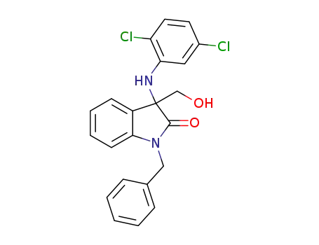 Molecular Structure of 1598427-65-6 (1-benzyl-3-((2,5-dichlorophenyl)amino)-3-(hydroxymethyl)indolin-2-one)