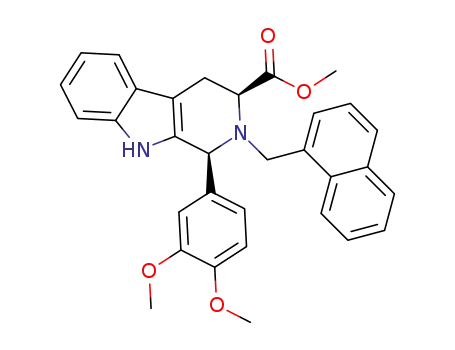 Molecular Structure of 1453864-02-2 ((1S,3S)-methyl 1-(3,4-dimethoxyphenyl)-2-(naphthalen-1-ylmethyl)-1,2,3,4-tetrahydro-9H-pyrido[3,4-b]indole-3-carboxylate)