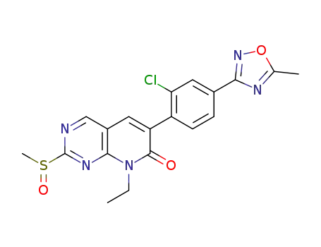 Molecular Structure of 1428760-88-6 (6-[2-chloro-4-(5-methyl-1,2,4-oxadiazol-3-yl)phenyl]-8-ethyl-2-(methylsulfinyl)pyrido[2,3-d]pyrimidin-7(8H)-one)