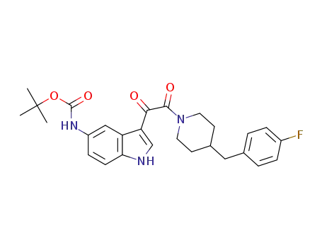 Molecular Structure of 1549940-71-7 (tert-butyl 3-(2-(4-(4-fluorobenzyl)piperidin-1-yl)-2-oxoacetyl)-1H-indol-5-ylcarbamate)