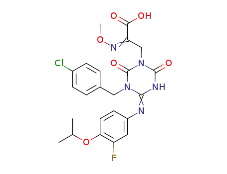 1-(4-chlorobenzyl)-6-(3-fluoro-4-isopropoxyphenylimino)-3-(2-hydroxycarbonyl-2-methoxyiminoethyl)-1,3,5-triazinane-2,4-dion