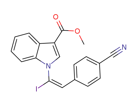 Molecular Structure of 1432655-44-1 ((E)-methyl 1-(2-(4-cyanophenyl)-1-iodovinyl)-1H-indole-3-carboxylate)