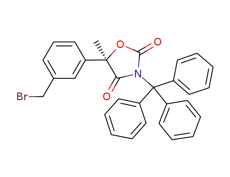Molecular Structure of 875542-03-3 (2,4-Oxazolidinedione,
5-[3-(bromomethyl)phenyl]-5-methyl-3-(triphenylmethyl)-, (5R)-)