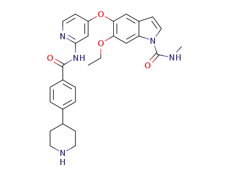 Molecular Structure of 1622204-14-1 (6-ethoxy-N-methyl-5-((2-(4-(piperidin-4-yl)benzamide)pyridin-4-yl)oxy)-1H-indole-1-carboxamide)