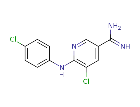 Molecular Structure of 951771-70-3 (5-chloro-6-(4-chlorophenylamino)nicotinamidine)