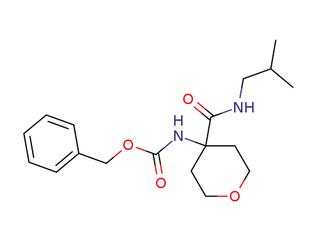 Molecular Structure of 951401-15-3 ((4-isobutylcarbamoyl-tetrahydro-pyran-4-yl)-carbamic acid benzyl ester)