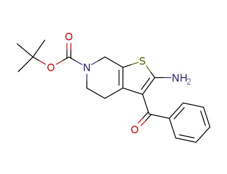 Molecular Structure of 893386-19-1 (Thieno[2,3-c]pyridine-6(5H)-carboxylic acid,
2-amino-3-benzoyl-4,7-dihydro-, 1,1-dimethylethyl ester)