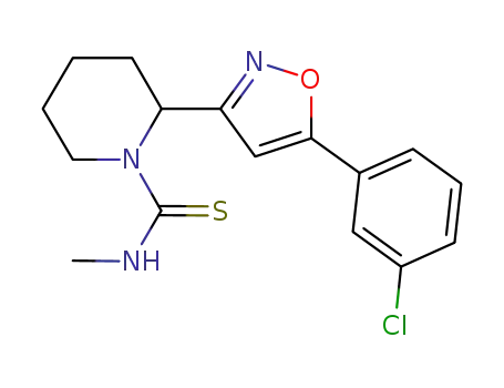 Molecular Structure of 863646-57-5 (2-[5-(3-chloro-phenyl)-isoxazol-3-yl]-piperidine-1-carbothioic acid methylamide)