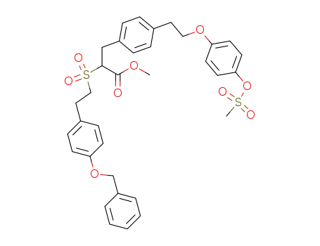 Molecular Structure of 817642-93-6 (methyl 2-((2-[4-(benzyloxy)phenyl]ethyl)sulfonyl)-3-[4-(2-(4-[(methylsulfonyl)oxy]phenoxy)ethyl)phenyl]propanoate)