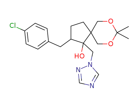 Molecular Structure of 1447648-36-3 (2-(4-chlorobenzyl)-8,8-dimethyl-1-(1H-1,2,4-triazol-1-yl methyl)-7,9-dioxaspiro[4,5]decan-1-ol)