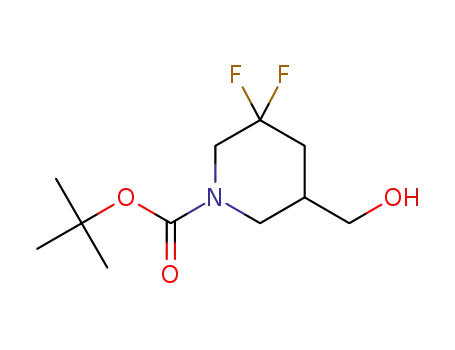 Molecular Structure of 1262412-64-5 (3,3-Difluoro-5-hydroxymethyl-piperidine-1-carboxylic acid tert-butyl ester)